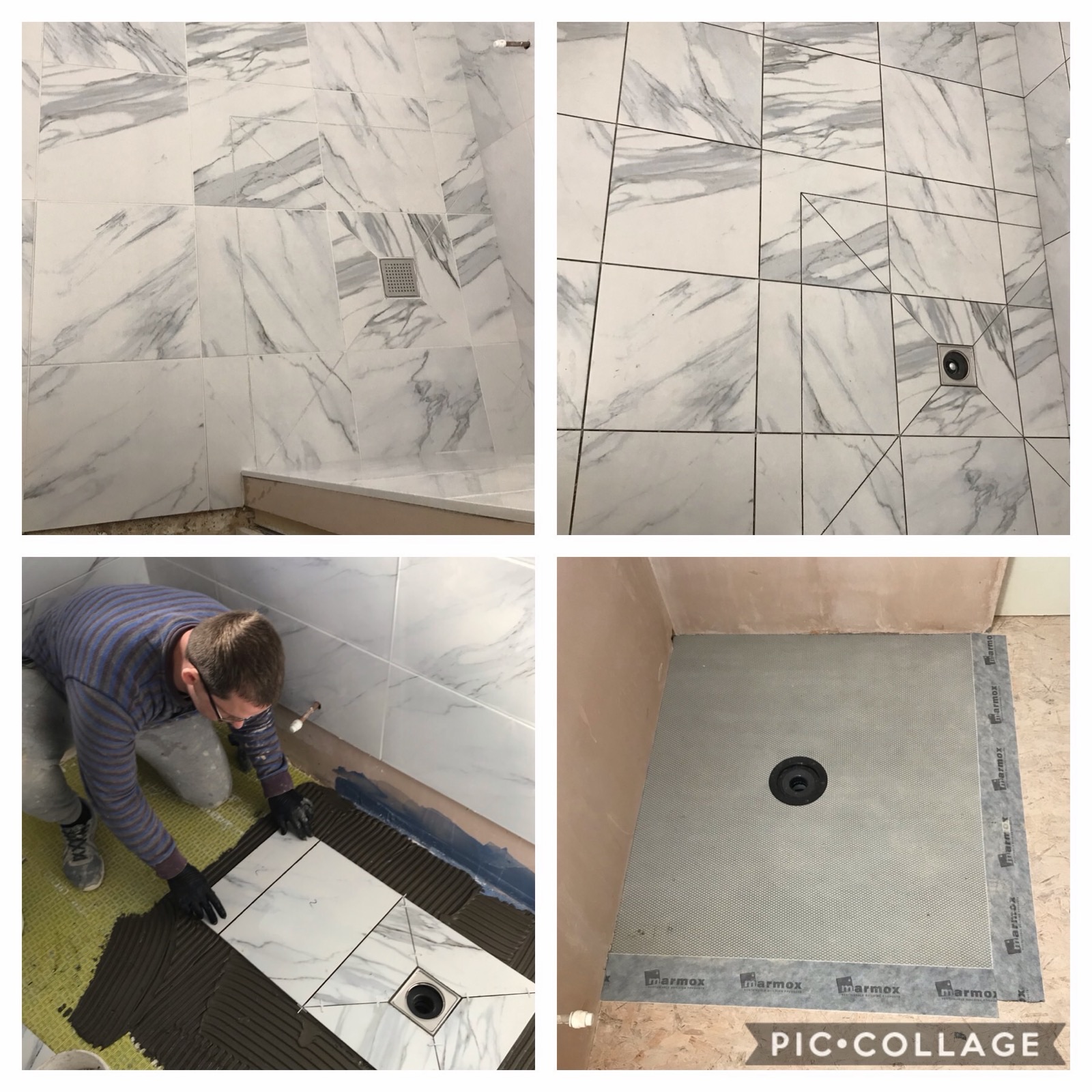 Herringbone and wet room tiling project