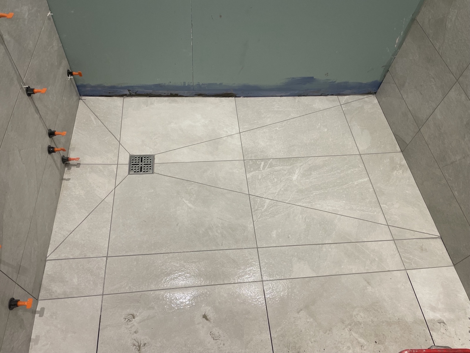Herringbone tiling installation